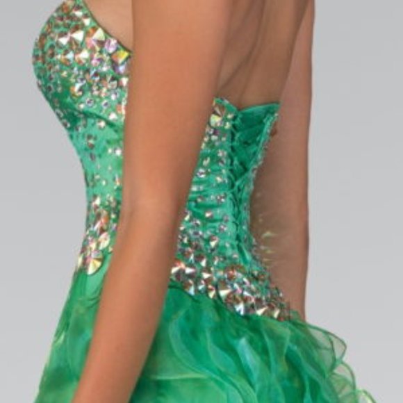 NEW LONG SLEEVELESS OFF SHOULDER SLEEVELESS BALL GOWN WITH LACE UP BACK GL1098 - Picture 10 of 10